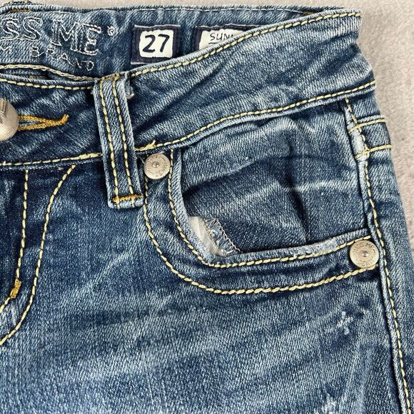 Miss Me Sunny Skinny Jeans Women’s 27x29 Blue Denim Low Rise Distressed - Picture 5 of 16